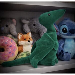 Manhattan Toy Plush 10" Flying Dinosaur Green Pterodactyl 1984 Vintage Wings